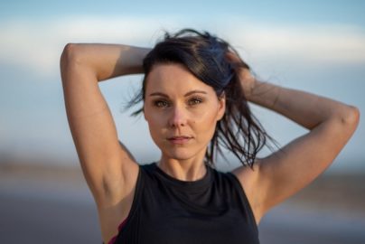woman in black tank top